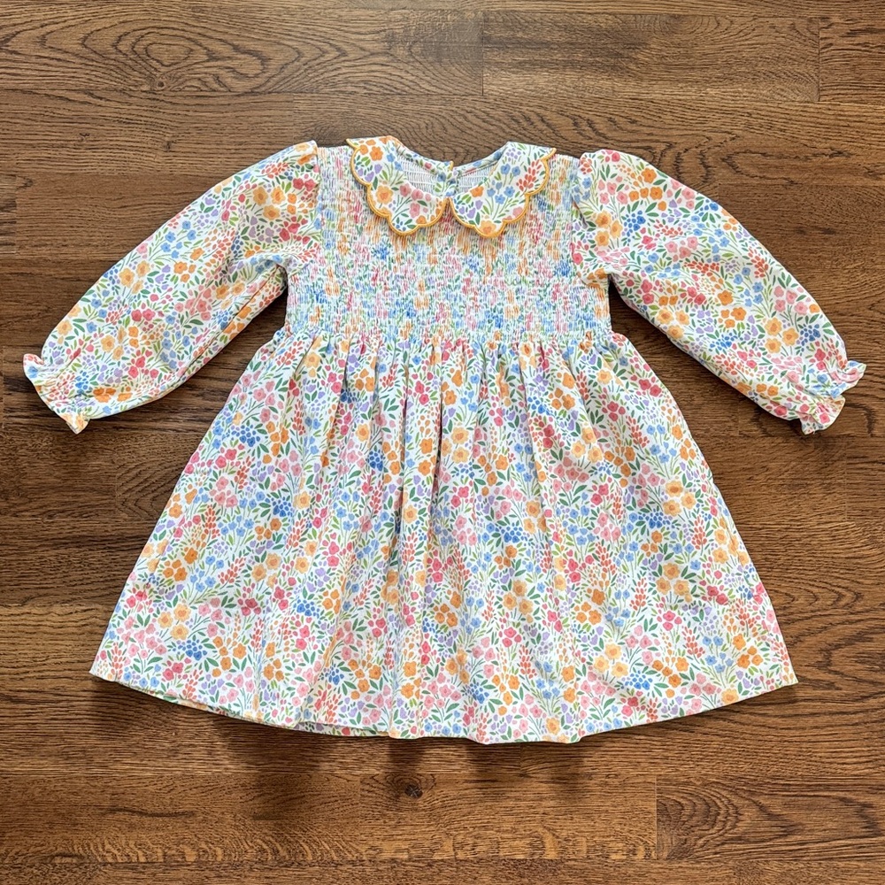 Cecil And Lou Floral Print Smocked Corduroy Dress New And Never Worn